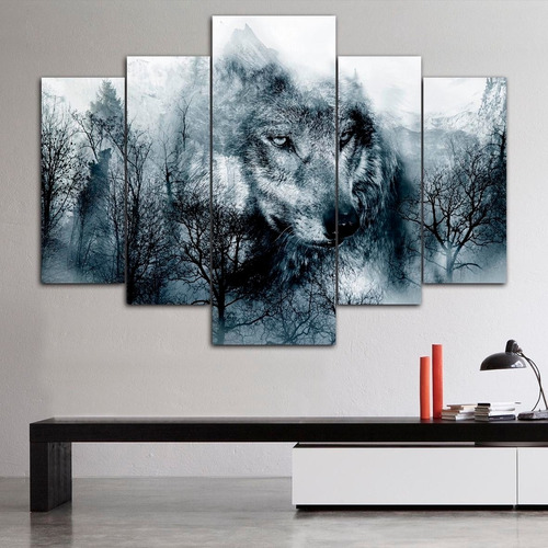 Cuadros Polípticos Decorativos Lobo Bosque Wolf