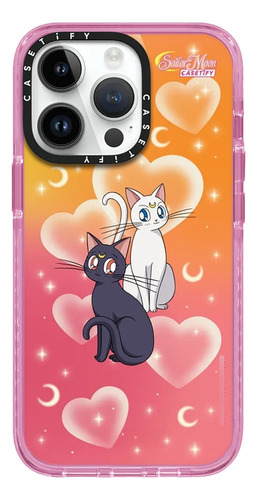 Case iPhone 14 Pro Sailor Moon Luna & Artemis Rosa