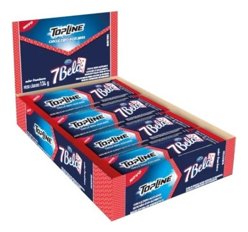 Arcor Topline 7belo caixa 20 unidades chiclete zero açúcar 134g