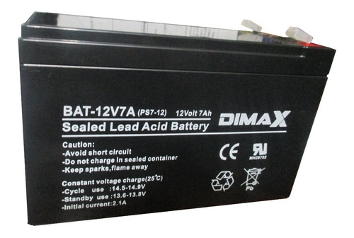 Batería Seca Recargable 12v 7a Dimax Bat-12v7a Alarmas