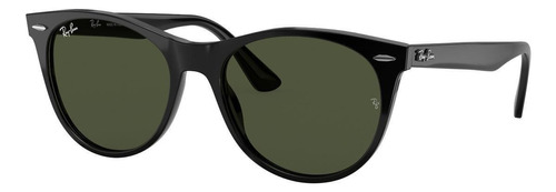 Anteojos de sol Ray-Ban Wayfarer II Classic Small con marco de acetato color gloss black, lente green clásica, varilla gloss black de acetato - RB2185