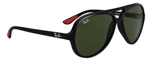 Gafas de sol Ray-Ban RB4125-m F601/31 57, color Ferrari Line, color negro/verde, montura G-15, color negro, color varilla negra, lente negra, color verde G-15, diseño de aviador