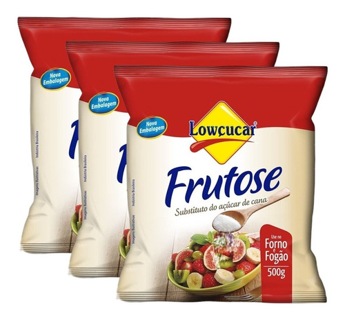 Kit 3 Frutose Adoçante Em Pó Culinária Lowçucar 500g Cada