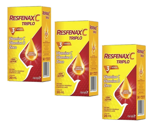 Resfenax C Triplo Gotas Airela 20ml Caramelo Kit Com 3un