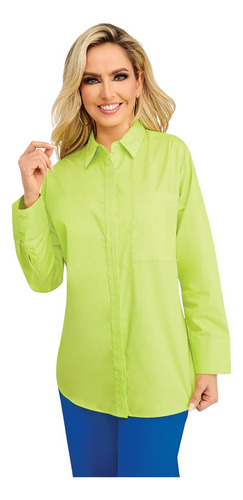Camisa Algodon Dama Verde Corte Oversize