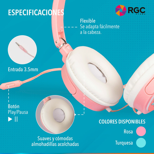 Imagen 6 de 10 de Auriculares Vincha Unicornio Infantiles Para Nenes Y Nenas