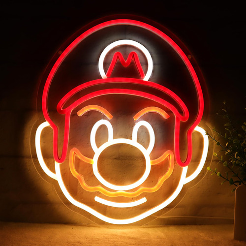 Mario Neon Signs Decoracion Pared Led Light Sign Gaming Man