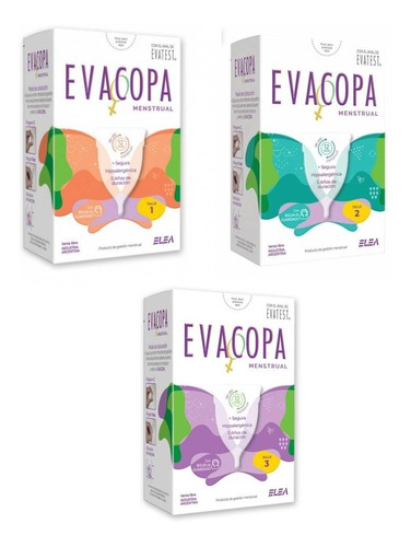Kit Eva Copa Menstrual Silicona Ecológica Talle 1 2 Y 3 