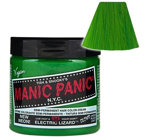 Neon Electric Lizard Glow Tinte Verde Manic Panic 4oz Loquay