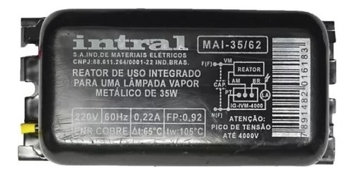 Reator Intral Vapor Metálico 35w (4599)