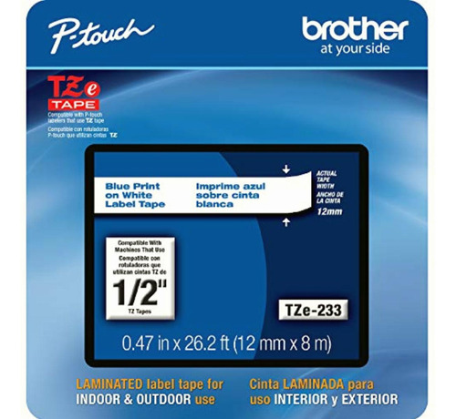 Brother P-touch, Tze-233cs, Cinta De Etiquetas Laminada Azul