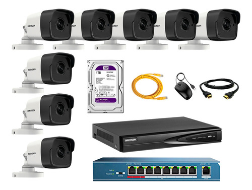 Camara De Seguridad Ip Exterior Kit 8 Hikvision Disco 1tb Wd