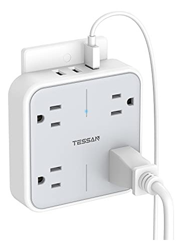 Extensor De Enchufe Múltiple Usb Tessan Surge