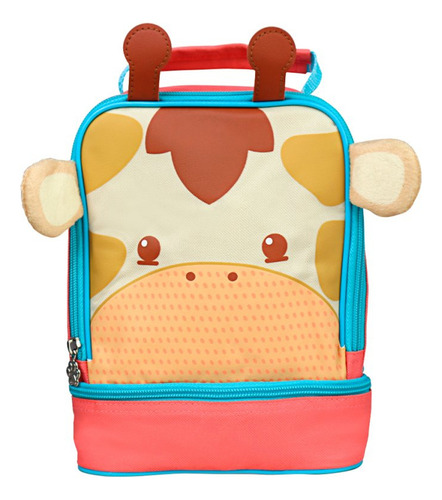 Kit Mochila Rodinha Lancheira Girafa 3d Bichinhos
