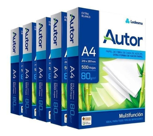 Resma Autor A4 Multifunción 500 Hojas De 80g Color Blanco 