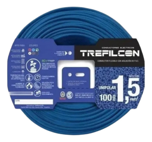 Cable Unipolar 1.5mm X 100 Metros Trefilcon Normalizado
