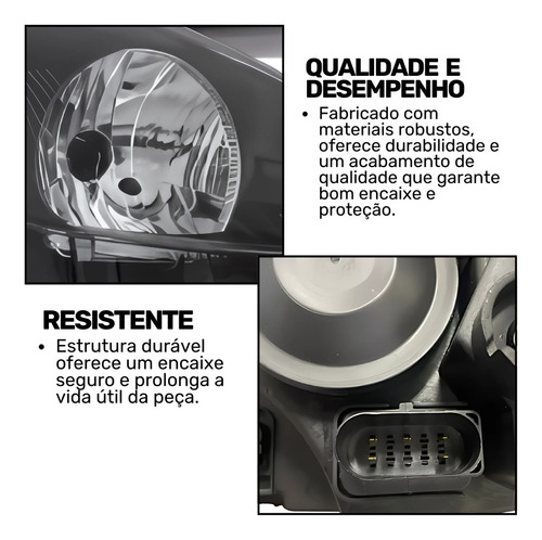 Par Farol Fiat Punto 07 08 2009 2010 2011 2012 Máscara Negra