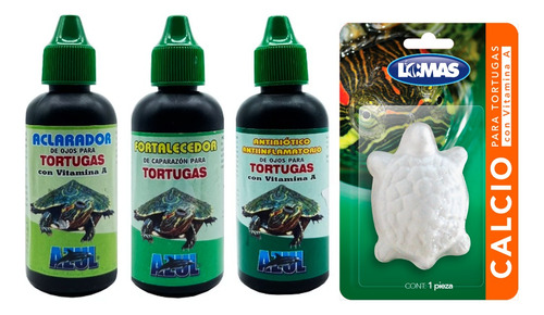 Kit Tortugas Fortalecedor Aclarador Antibiótico Calcio Gde