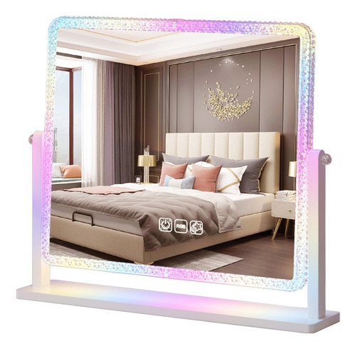 Espejo De Pie Rectangular Pared Luz Led Touch Rgb 14 Modos