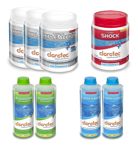 Imagen 3 de 6 de Kit Limpieza De Piletas 3 Meses 25.000 Lts. Clorotec - Mm