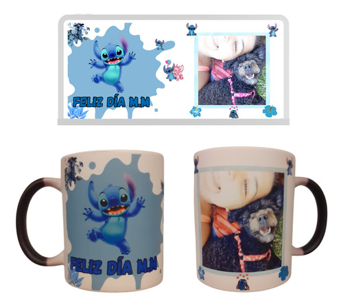 Taza Mágica Stitch Con Foto, Nombre Y Frase