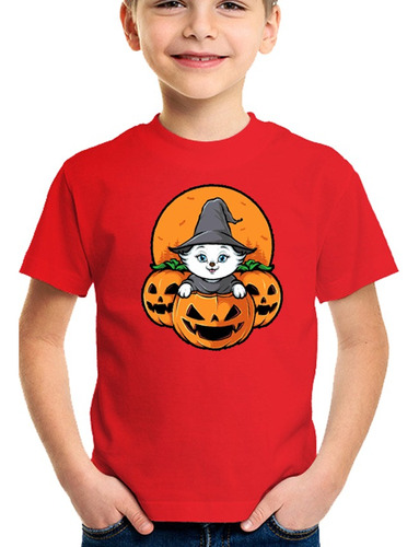 Poleras De Niños Con Diseño Hallowen Gato