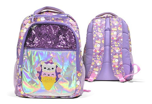 Mochila Espalda Mooxy Helado Lentejuelas 42cm Color Violeta