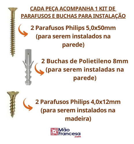 Mão Francesa Reforçada 35cm 50un Kit Suporte Para Prateleira