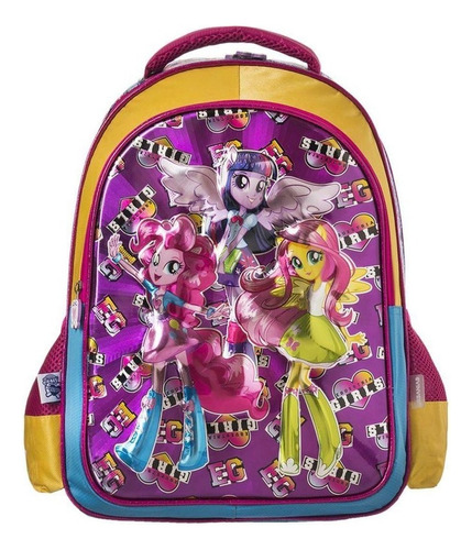 My Little Pony: Equestria Girls - Mochila Primaria Eg80534mb Color Azul/amarrillo /rosa Diseño De La Tela My Little Pony