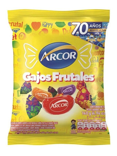 Gajos Frutales Caramelos Arcor X 140 Gr