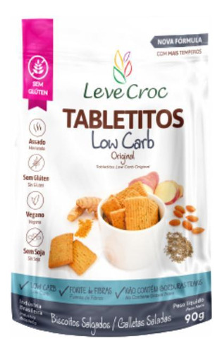 Kit 2x: Biscoito Tabletito Original Low Carb Leve Crock 90g