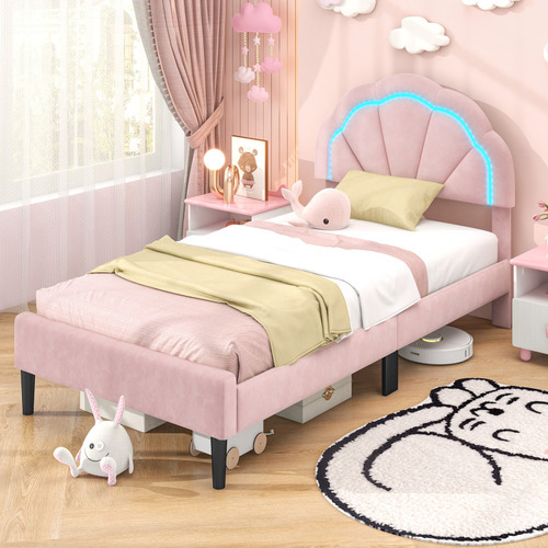 Base De Cama Rosa Con Luz Led Gpl Individual