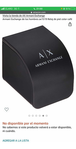 Reloj Armani Exchange Cuero Espectacular Hombre