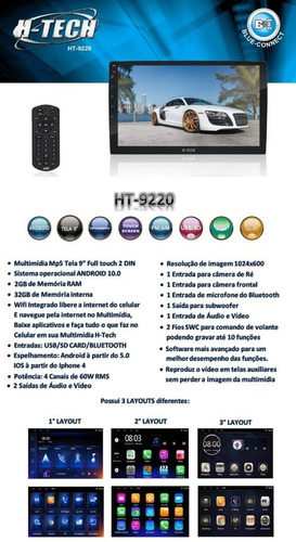 Imagem 4 de 7 de Multimídia Htech Ht-9220 9 Com Android