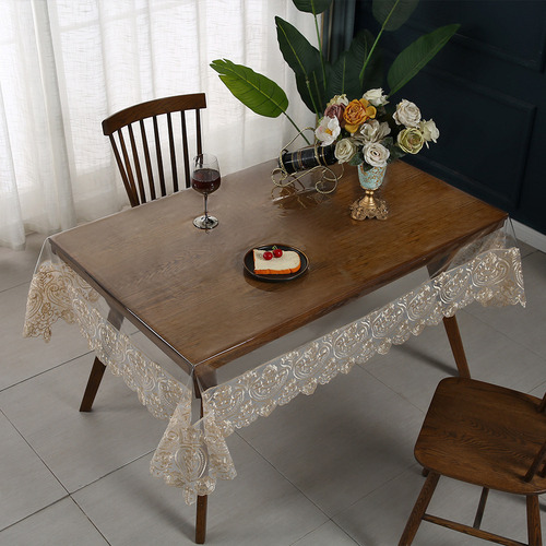 Toalha De Mesa De Pvc, Bordado, Renda, Transparência, Toalha