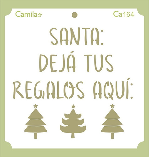 Imagen 1 de 1 de Camila Navidad - Stencil Deja Tus Regalos -20 X 20cm - Ca164