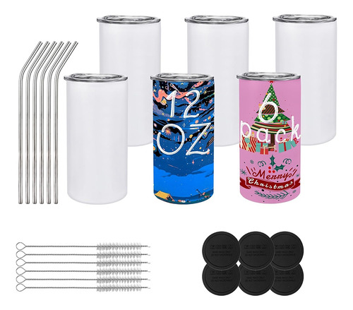 Paquete De 6 Vasos Sublimados En Blanco De 12 Onzas, De Acer