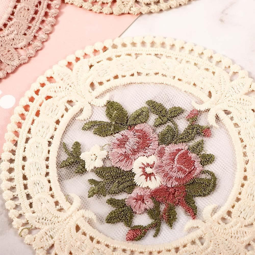 Kopida 6 Posavasos Bordados De Encaje Vintage, Posavasos Bor