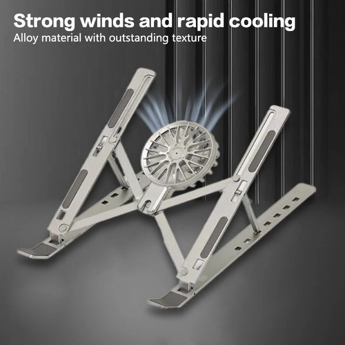 Soporte Para Portátil Con Ventilador Más Minisoporte Metálic Gris