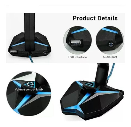 Microfono Gamer Escritorio Pc Notebook Audio G33 8195y9 Color Negro y azul