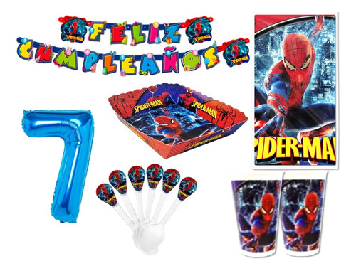 Kit Decoración Spiderman X12 Niños + Obsequio