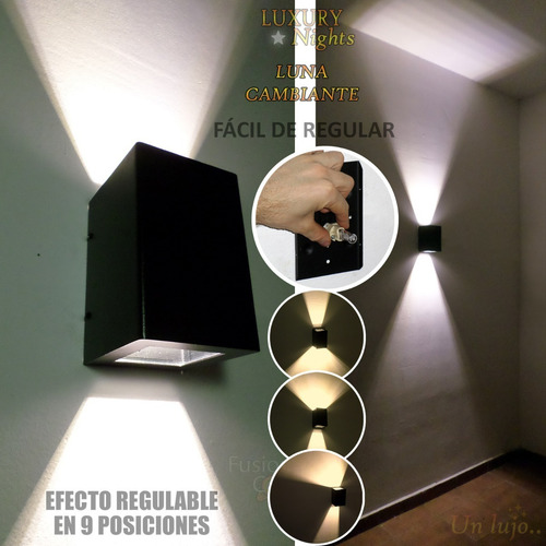 Imagen 9 de 10 de Aplique Pared Exterior Luz Transformable 9 Efectos Led 12w