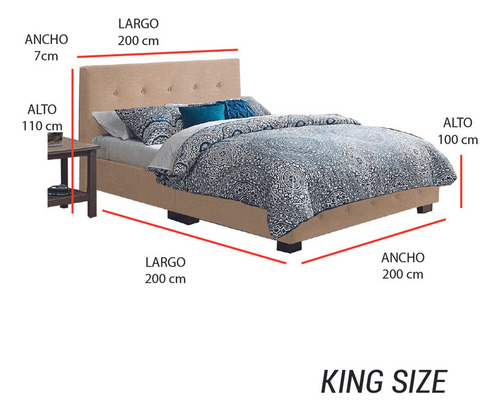 Set Recámara Alba King Size Haspe Beige Cabecera