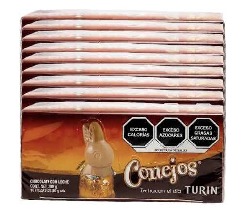 Conejos Chocolate Con Leche Turin 90 Pz De 20 G C/u