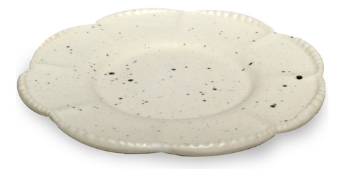 Plato Cerámica Flor Opaco Crema Relieve Café Té Pl Deco