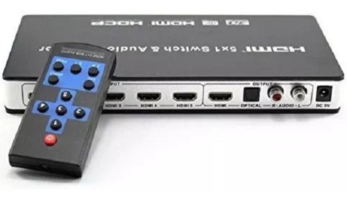 Imagem 2 de 4 de Chave Seletora Hub Switcher Hdmi 5x1 Portas + Extrator Audio