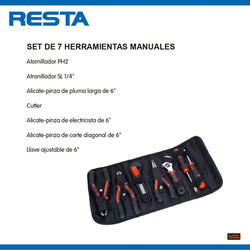 Set 7 Piezas Estuche Cutter + 2 Destornilladores + 3 Pinzas