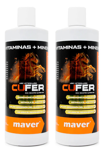 2 Cufer 500ml Caballo //  Vitaminas Minerales Para Potro