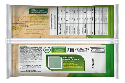 Galleta Tosh Avena Manzana Y Mani X 6und X 180g