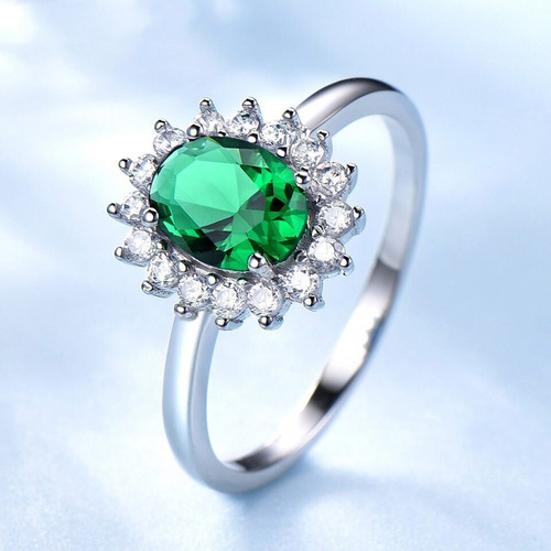 Aro Anillo De Compromiso Plata 925 Gema De Esmeralda Sp1eo4s